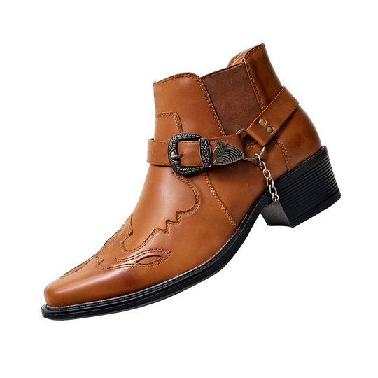 Sverre | Pointed Toe Chain Buckle Cowboy Boots