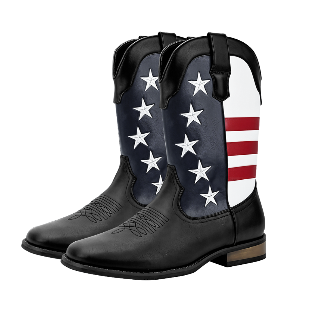Andrew | Personalized American Flag Western Cowboy Boots
