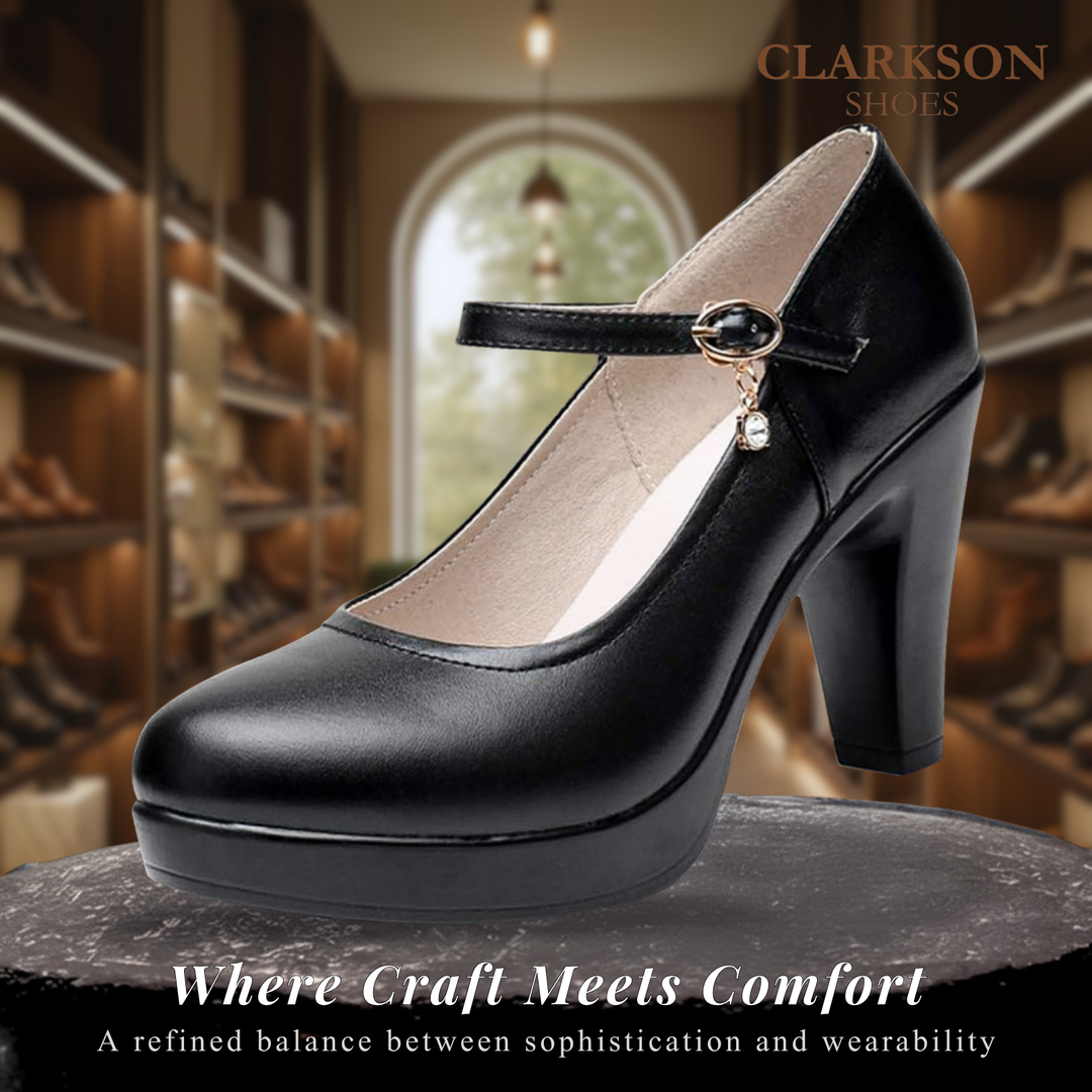 Mary Jane | Faux Leather Heels With Ankle Strap