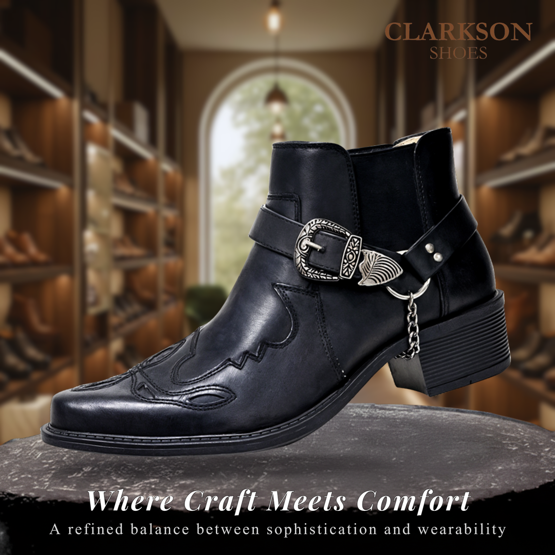 Sverre | Pointed Toe Chain Buckle Cowboy Boots