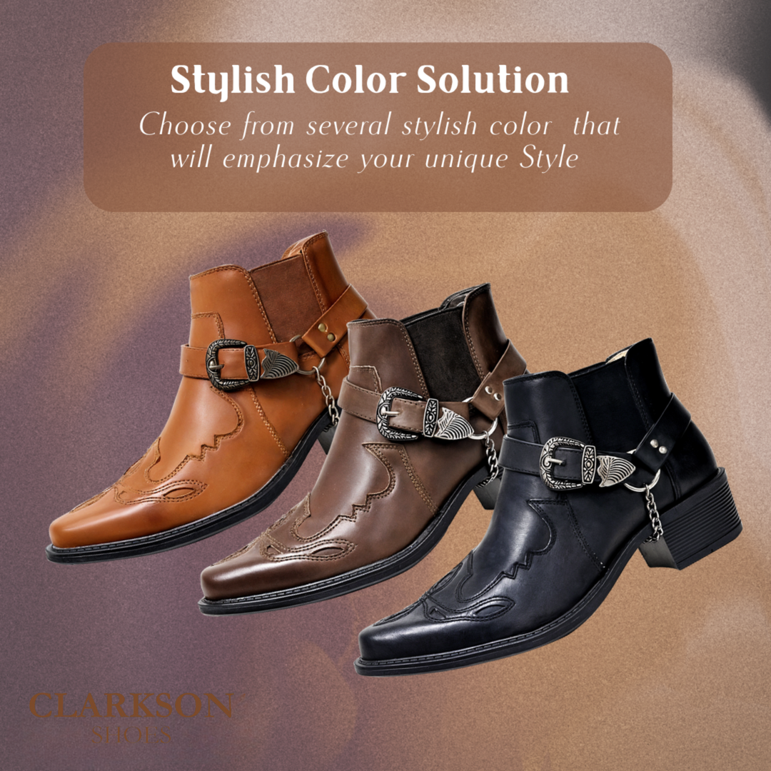 Sverre | Pointed Toe Chain Buckle Cowboy Boots