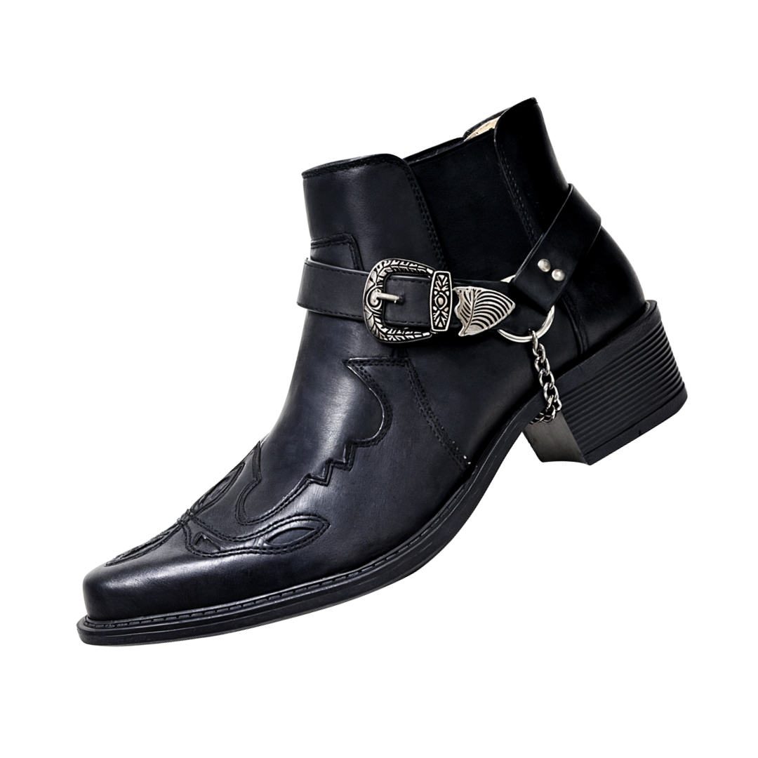 Sverre | Pointed Toe Chain Buckle Cowboy Boots