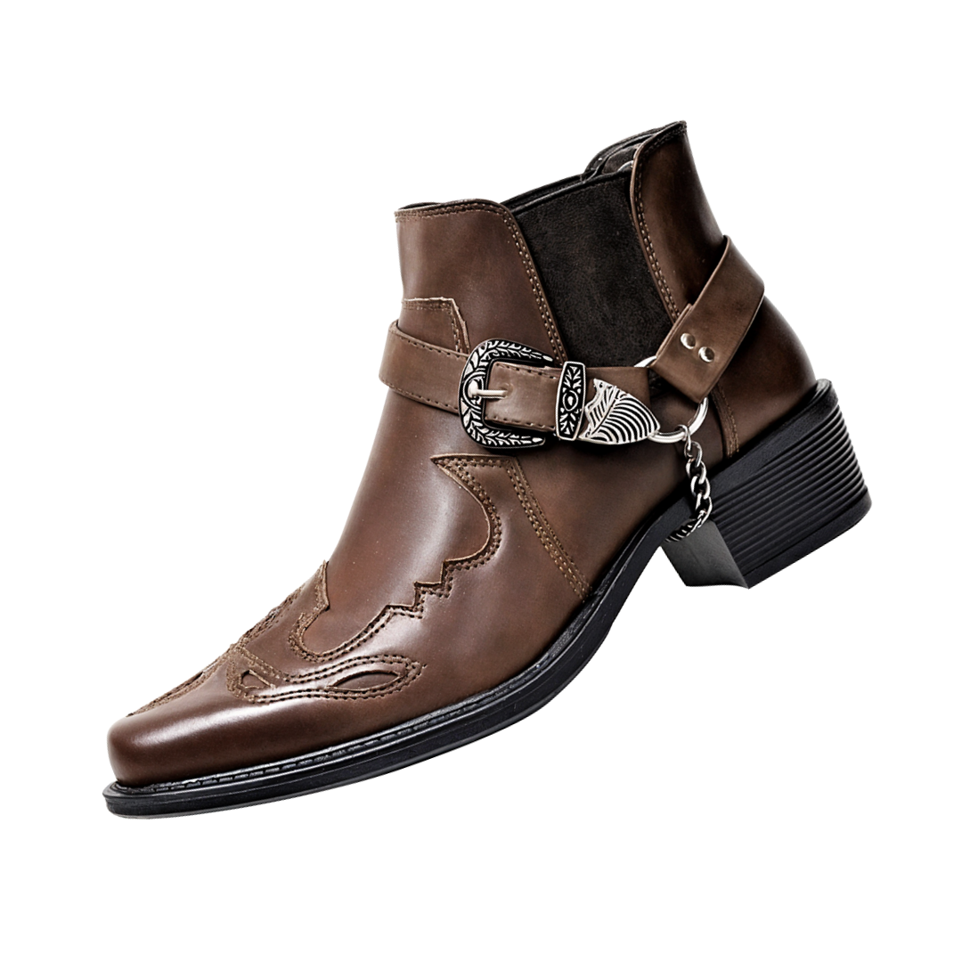 Sverre | Pointed Toe Chain Buckle Cowboy Boots