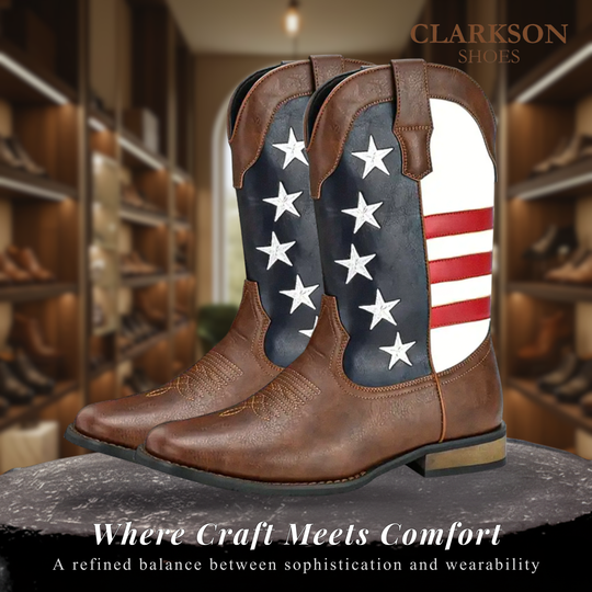 Andrew | Personalized American Flag Western Cowboy Boots