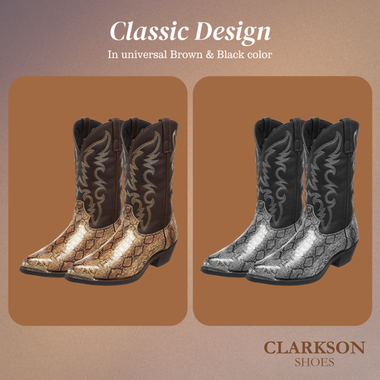 Frank | Embroidered Snakeskin Style Western Boots