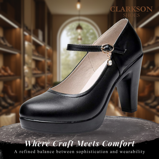 Mary Jane | Faux Leather Heels With Ankle Strap