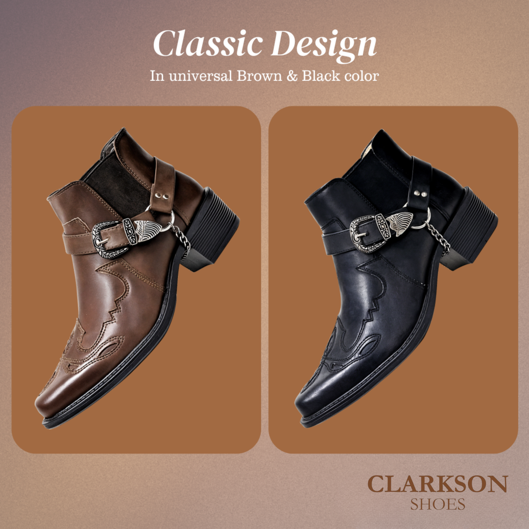 Sverre | Pointed Toe Chain Buckle Cowboy Boots